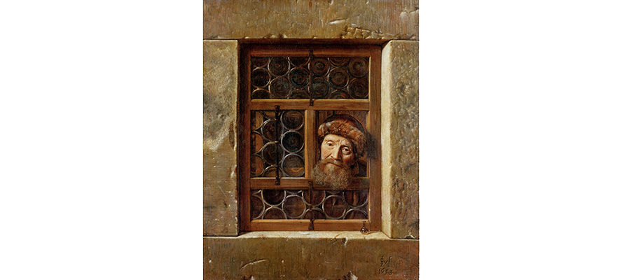 Старик, выглядывающий из окна, Самуэль ван Хугстратен